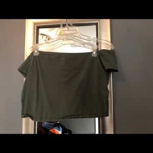 Olive Off-Shoulder Crop